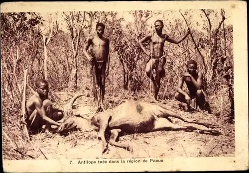 Ak Afrika, Antilope tuée dans la région de Paoua, Jäger, Jagdgewehr