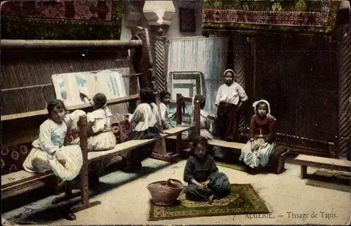 Ak Tissage de Tapis, enfants, Portrait