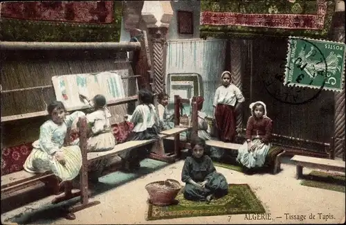 Ak Tissage de Tapis, enfants, Portrait
