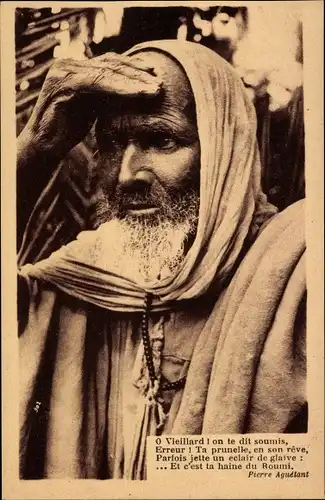 Ak Maghreb, Vieillard indigène du Sud, Alter Mann, Weißer Bart