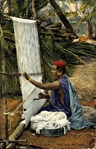 Ak Fabrique de Tapis, Teppichweber, Webstuhl, Photochromie, Maghreb