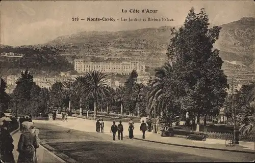 Ak Monte Carlo Monaco, Les Jardins et Riviera Palace