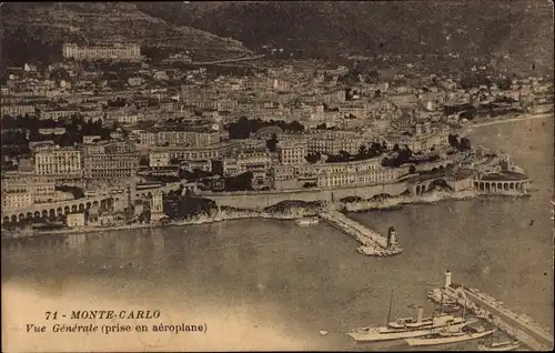 Ak Monte Carlo Monaco, Vue Generale (prise en aeroplane)