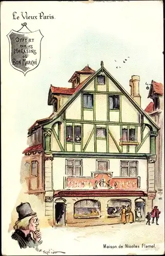 Künstler Litho Robida, A., Paris, Le Vieux Paris, Maison de Nicolas Flamel