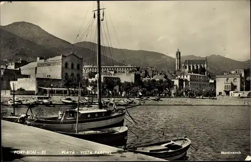 Ak Portbou Port Bou Katalonien, Playa, vista parcial