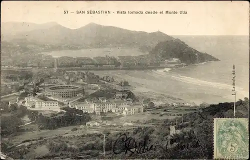 Ak Donostia San Sebastian Baskenland, Vista tomada desde el Monte Ulia