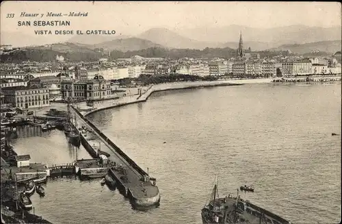 Ak Donostia San Sebastian Baskenland, Vista desde el Castillo