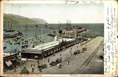 Ak Santa Cruz Argentinien, Mole, Muelle, Partie am Hafen