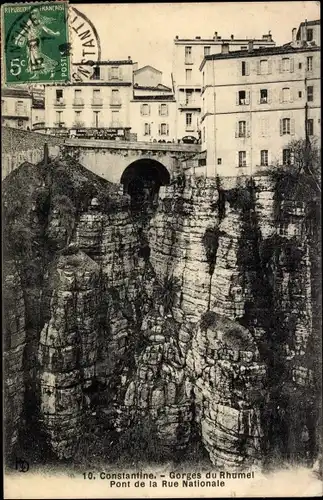 Ak Constantine Algerien, Gorges du Rummel, Pont de la Rue Nationale