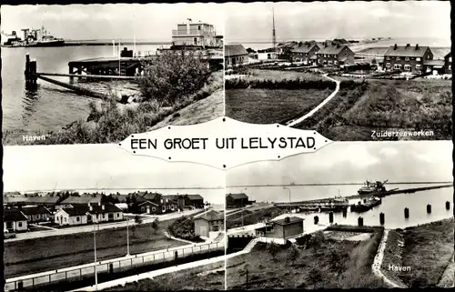 Ak Lelystad Flevoland, Haven, Zuiderzeewerken