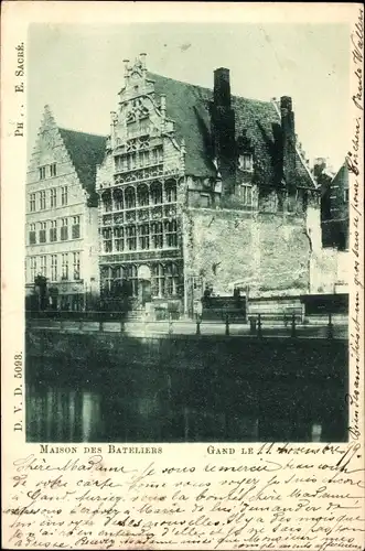 Ak Gand Gent Ostflandern, Maison des Bateliers