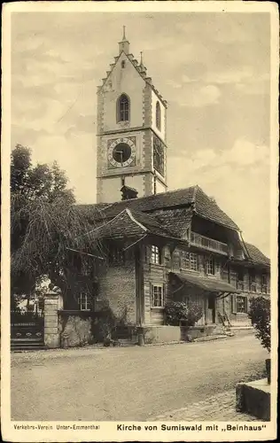 Ak Sumiswald Kanton Bern Schweiz, Kirche mit Beinhaus