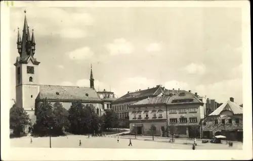 Ak Příbram Pibrans Mittelböhmen, Stadtansicht, Platz, Turm