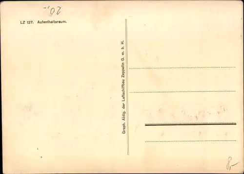 Ak Luftschiff LZ-127 Graf Zeppelin, Großer Aufenthaltsraum, Innenansicht