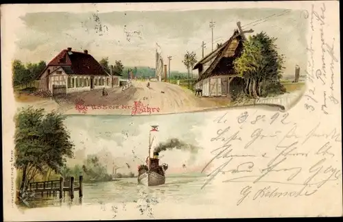 Litho Gruß von der Fähre, Ortsansicht