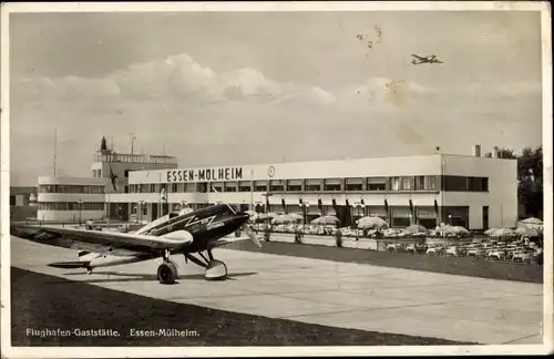 Ak Mülheim an der Ruhr, Flughafen Essen Mülheim, Gaststätte, Flugzeug
