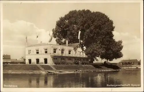 Ak Speyer am Rhein, Rudergesellschaft, Bootshaus