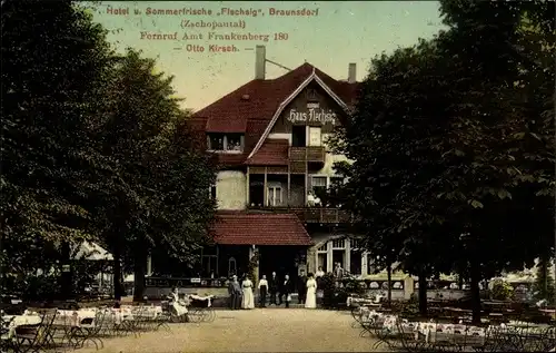 Ak Braunsdorf an der Zschopau Niederwiesa Sachsen, Hotel Flechsig