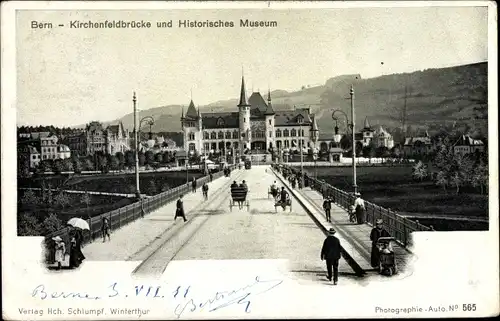 Ak Bern Stadt Schweiz, Kirchenfeldbrücke und Historisches Museum