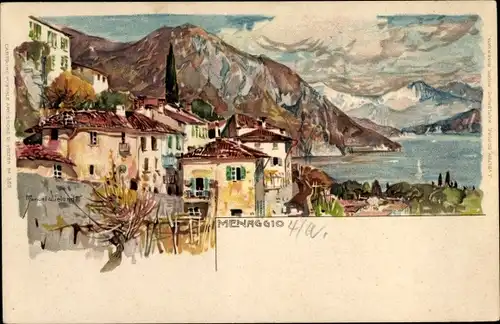Künstler Litho Wielandt, Manuel, Menaggio Lago di Como Lombardia, Stadtpartie