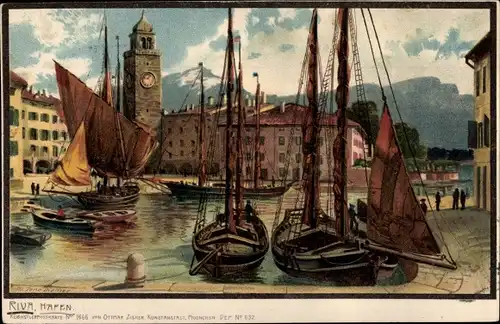Künstler Ak Diemer, Zeno, Riva del Garda Trentino, Hafen
