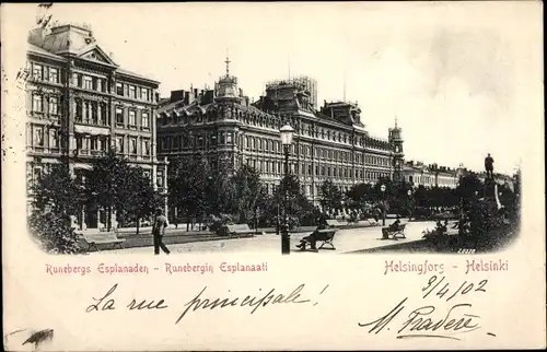 Ak Helsinki Helsingfors Finnland, Runebergs Esplanaden