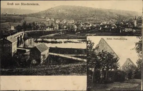 Ak Staudernheim an der Nahe, Totalansicht, Ruine Disibodenberg