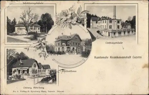 Ak Luzern Stadt Schweiz, Krankenanstalt, Zentralgebäude, Chirurg. Abteilung