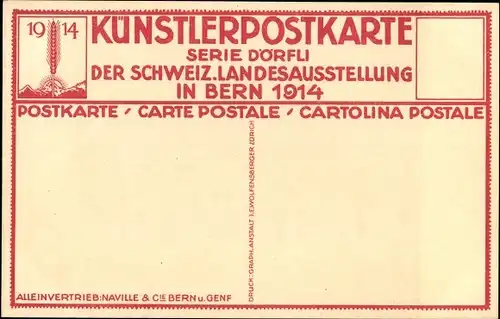 Ak Bern Stadt Schweiz, Landesausstellung 1914, Stadtansicht, Passanten, Brunnen