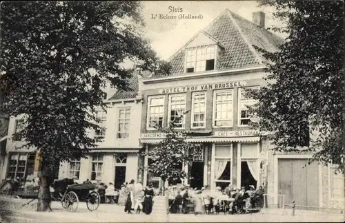 Ak Sluis Zeeland, L'Ecluse, Holland, Hotel Thof van Brussel