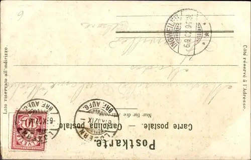 Passepartout Litho Luzern Stadt Schweiz, Wappen, Löwe, Kirche