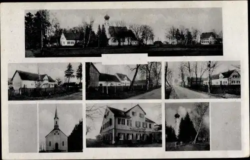 Ak Ludwigsmoos Königsmoos in Oberbayern, Kirche, Gasthaus, Wohnhäuser