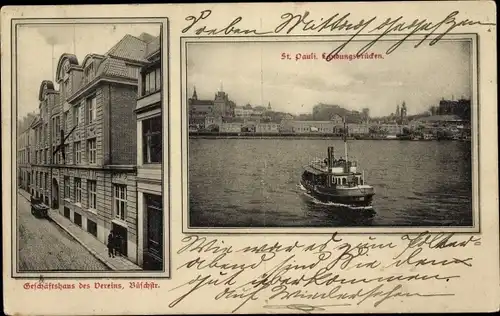 Ak Hamburg Mitte St. Pauli, Landungsbrücken, Geschäftshaus Verein für Handlungs-Commis von 1858
