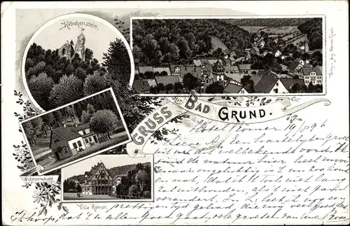 Litho Bad Grund im Harz, Hübichenstein, Wichmannsbucht, Villa Römer