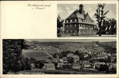 Ak Burkhardtsdorf im Erzgebirge Sachsen, Mittlerer Ortsteil mit Blick auf Siedlung