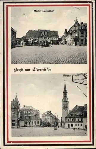 Ak Siebenlehn Großschirma in Sachsen, Markt, Ratskeller, Kirche