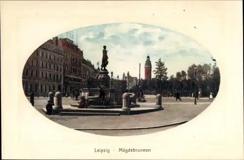 Ak Leipzig in Sachsen, Mägdebrunnen