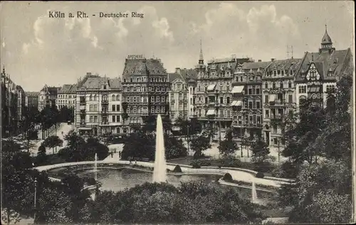 Ak Köln am Rhein, Deutscher Ring, Fontäne