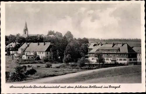 Ak Deutscheinsiedel Deutschneudorf im Erzgebirge, Teilansicht, Kirche, Zollamt