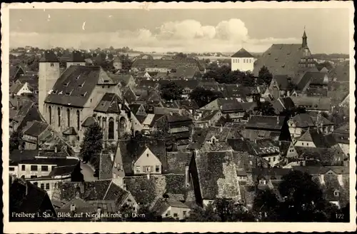 Ak Freiberg in Sachsen, Blick auf Nikolaikirche und Dom, Panorama