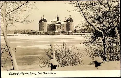 Ak Moritzburg in Sachsen, Schloss im Schnee