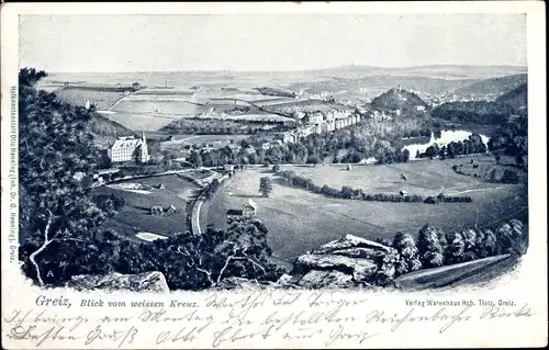 Ak Greiz in Thüringen, Blick vom weißen Kreuz, Totalansicht