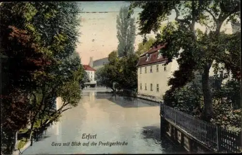 Ak Erfurt in Thüringen, Gera mit Blick auf die Barfüßerkirche 