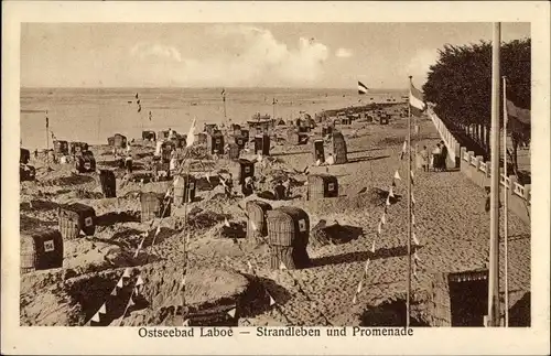 Ak Ostseebad Laboe, Strandleben und Promenade