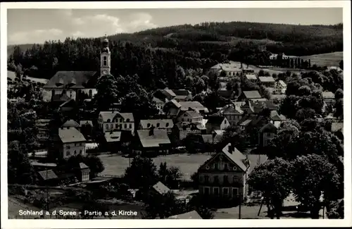 Ak Sohland an der Spree, Teilansicht der Ortschaft mit der Kirche