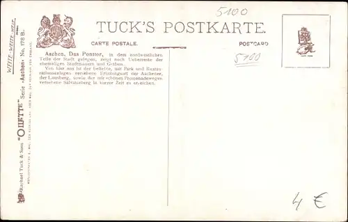 Künstler Ak Flower, Charles, Aachen, Ponttor, Tuck 178 B