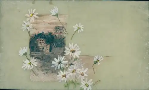 Zelluloid Ak Margeriten, Wohnhaus, Dorf