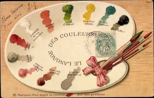 Präge Ak Le Langage des Couleurs, Farbpalette