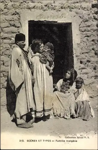 Ak Scenes et Types, Famille indigene, Maghreb