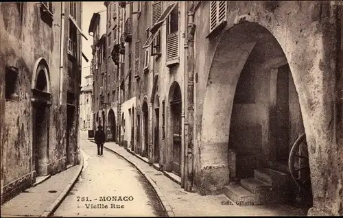 Ak Monaco, Vieille Rue, Alte Straße, Gebäude